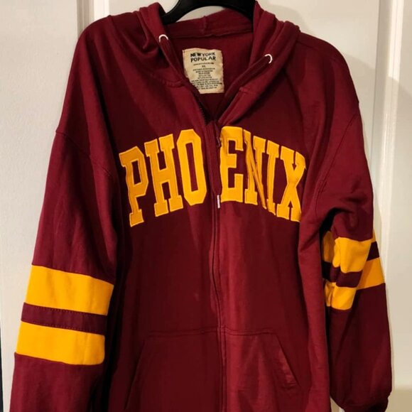 Phoenix Hoodie, Burgundy & Gold, Men's XL - Picture 1 of 3
